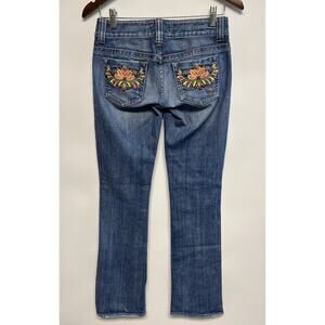 Vintage Y2k Guess Premium Jeans Embroidered Flare 30x33 Grunge Low Rise Stretch